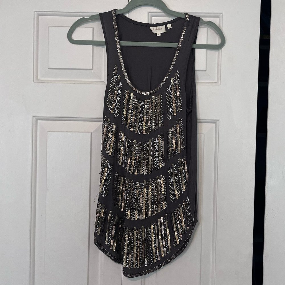 Deletta Anthropologie beaded sequin tank top